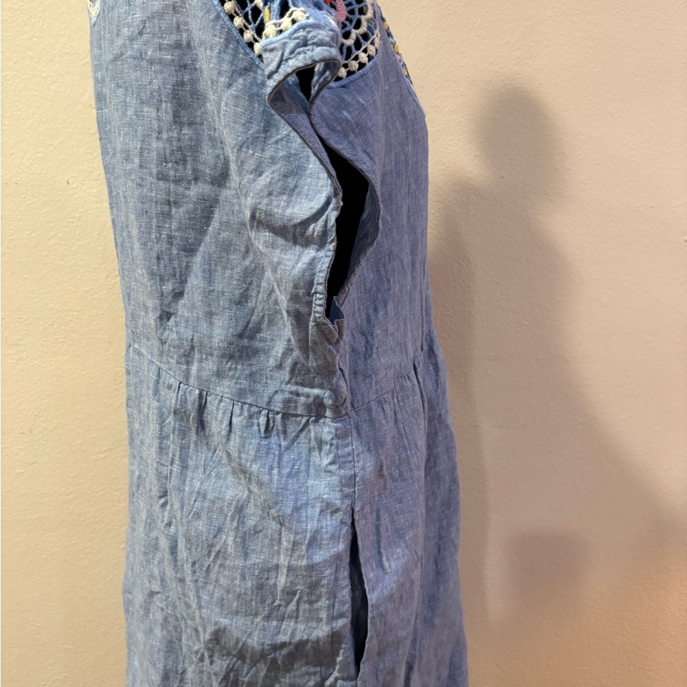 Boden Blue Embroidered Dress with Pockets - Picture 5 of 6
